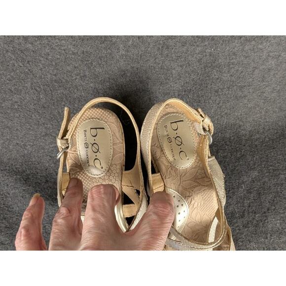 BOC Gold Leather Strappy Cork Wedge Heel Sandals Women's sz 9m - Picture 8 of 10